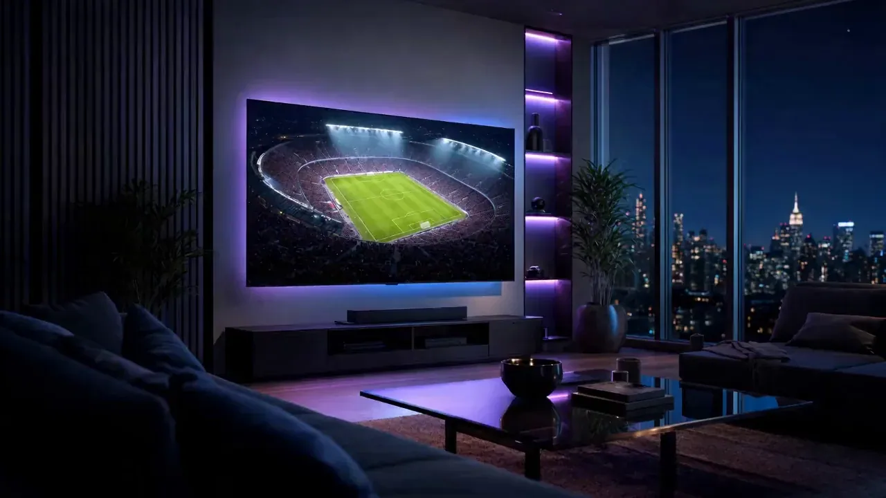 L'IPTV sur une grande Smart TV dans un salon